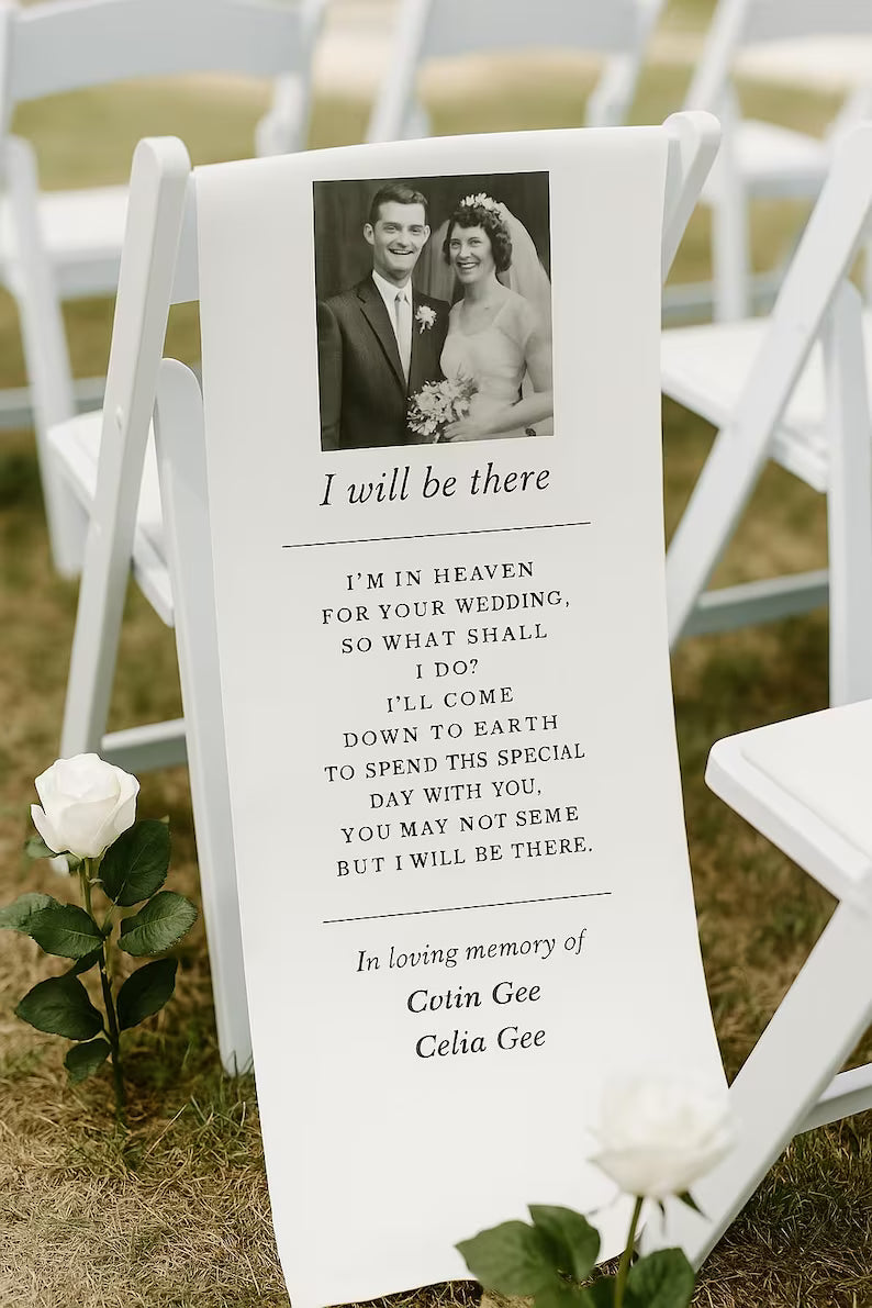 Custom Memorial Wedding Sign, Reserved Wedding Memorial Chair Sign, Personalized Fabric Sign, Wedding Chair Banner In Memory Loved Ones MS09