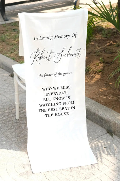 Custom Memorial Wedding Sign,Reserved Wedding Memorial Chair Sign,Personalized Fabric Sign,Wedding Chair Banner In Memory Of Loved Ones MS06