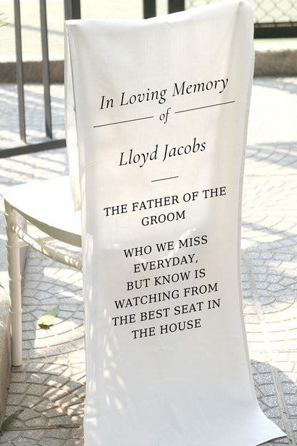 Wedding Memorial Sign, In Memory Chair Banner, Reserved Seat for Loved Ones, Custom Wedding Decoration MS05