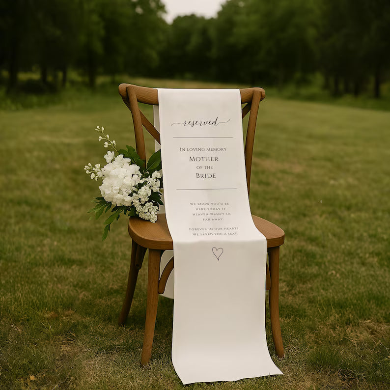 Personalized Fabric Sign, Wedding, Wedding Memorial Sign, Reserved In Loving Memory, Memorial Chair Cover, Memory Linen Chair Sign MS11
