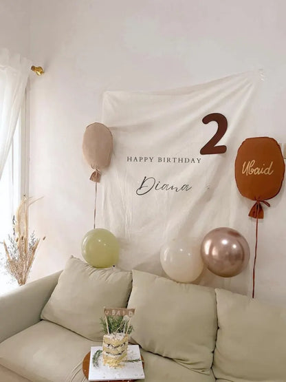 Fabric Birthday Banner, Personalized Kids Birthday Banner, Boho Kids Party Decor, Personalised Linen Flag, Outdoor Birthday Backdrop