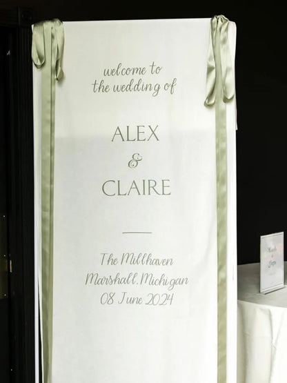 Wedding Fabric Sign, Linen Welcome Sign, Personalized Wedding Decor, Custom Bridal Banner, Outdoor Wedding Sign