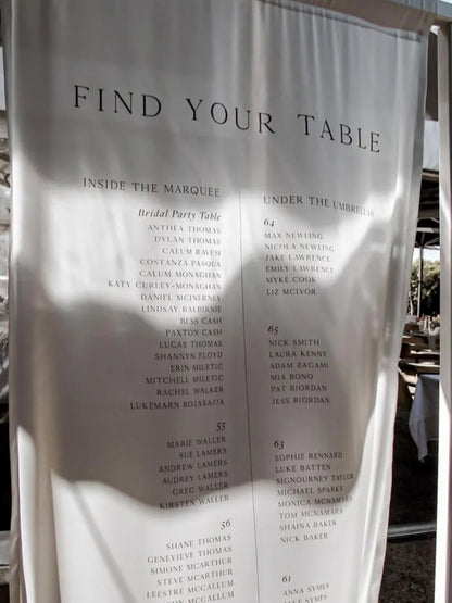 Fabric Wedding Seating Chart Sign Modern Wedding Fabric Linen Custom Shower ceremony Boho Bridal Wedding Ceremony Fabric Seating Chart SC