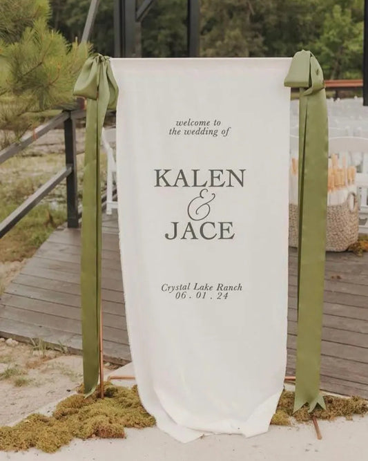 Wedding Fabric Welcome Sign, Linen Wedding Sign, Personalized Fabric Sign, Custom Wedding Banner, Modern Wedding Decor,Engagement Party Sign