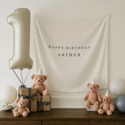 Custom Birthday Banner, Personalised Birthday Name Flag, Birthday Banner, Fabric Sign, Fabric Birtday Sign, Birthday Boho Wall Art, Linen