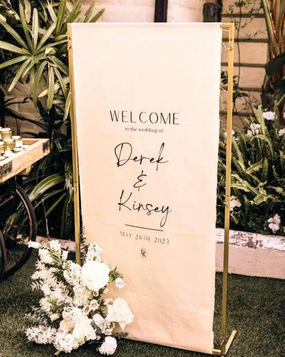 Custom Linen Wedding Welcome Sign, Fabric Wedding Sign, Personalised Boho Wedding Decor, Rustic Wedding Banner, Large Fabric Welcome Sign