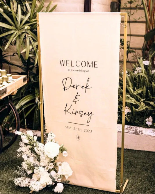Custom Linen Wedding Welcome Sign, Fabric Wedding Sign, Personalised Boho Wedding Decor, Rustic Wedding Banner, Large Fabric Welcome Sign