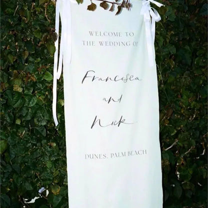 Wedding Welcome Sign, Modern Wedding Welcome Sign, Fabric Sign, Wedding Fabric Welcome Sign, Custom Linen Wedding Signs, Boho Wedding