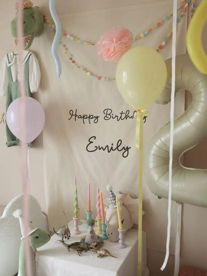 Fabric Birthday Banner, Personalized Kids Birthday Banner, Boho Kids Party Decor, Personalised Linen Flag, Outdoor Birthday Backdrop