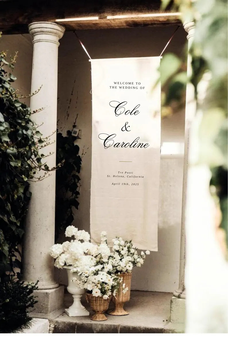 Wedding Welcome Sign, Modern Wedding Welcome Sign, Fabric Sign, Wedding Fabric Welcome Sign, Custom Linen Wedding Signs, Boho Wedding