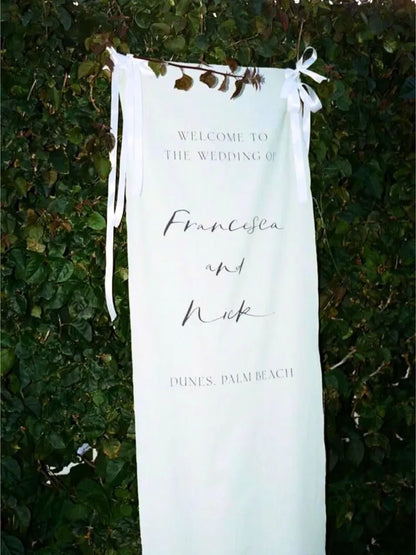 Wedding Welcome Sign, Modern Wedding Welcome Sign, Fabric Sign, Wedding Fabric Welcome Sign, Custom Linen Wedding Signs, Boho Wedding