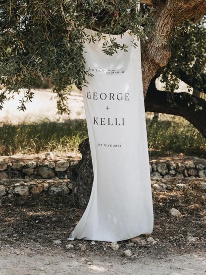Custom Linen Wedding Sign | Personalized Linen Welcome Sign | Fabric Wedding Sign With Stand | Custom Event Decor | Boho Wedding