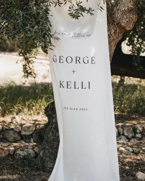 Custom Linen Wedding Sign | Personalized Linen Welcome Sign | Fabric Wedding Sign With Stand | Custom Event Decor | Boho Wedding