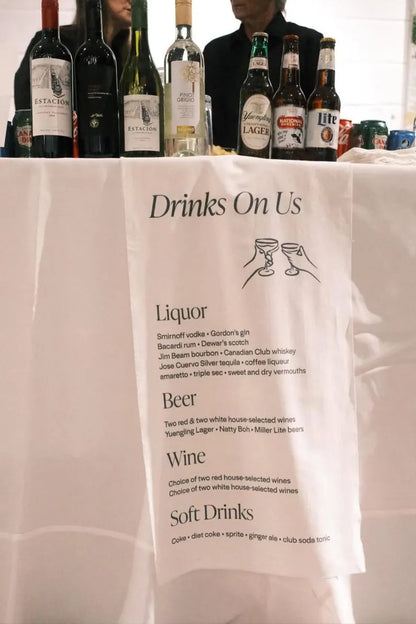 Fabric Bar Sign, Wedding Bar Menu, Custom Linen Bar Sign, Bar Sign, Signature Cocktails Sign, Minimalist Bar, His and Hers Wedding Bar Sign