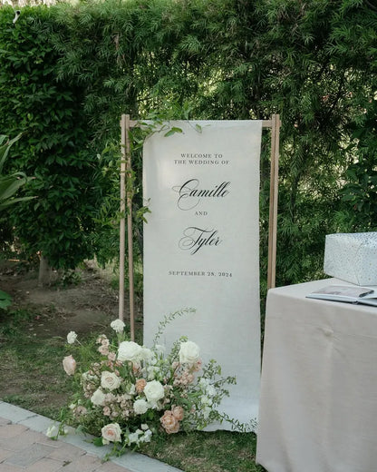 Fabric Wedding Welcome Sign，Personalized Wedding Welcome Sign, Fabric Sign, Custom Linen Wedding Signs，Linen Wedding Sign，Wedding banner