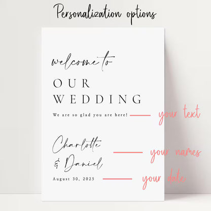 Wedding Welcome Sign, Custom Wedding Sign, Welcome To Our Wedding Sign, Wedding Board Vertical