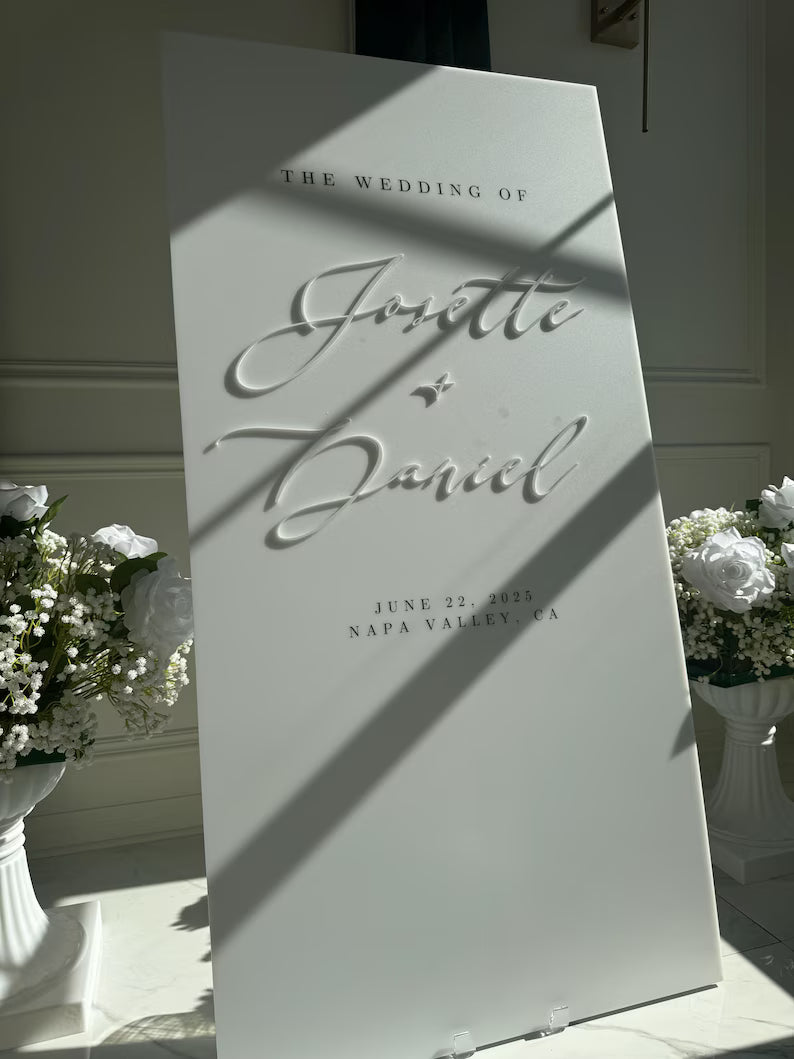 Acrylic Wedding Sign - Rectangular Acrylic Wedding Welcome Sign with 3D Acrylic Name | Custom Wedding Sign | Wedding Signage - Ceremony