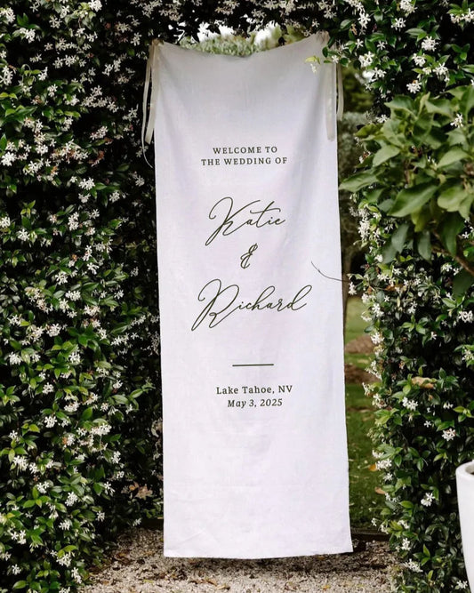 Wedding Welcome Sign, Modern Wedding Welcome Sign, Fabric Sign, Wedding Fabric Welcome Sign, Custom Linen Wedding Signs, Boho Wedding