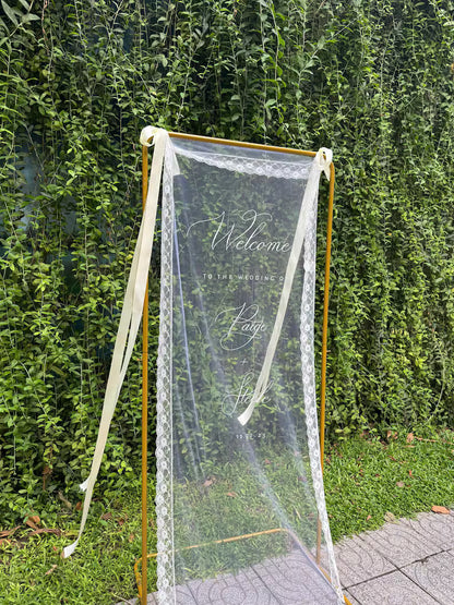 Sheer Wedding Sign, Romantic Wedding Sign, Wedding Backdrop, Voile Wedding Banner, Organza Wedding Sign, Fabric Welcome Sign