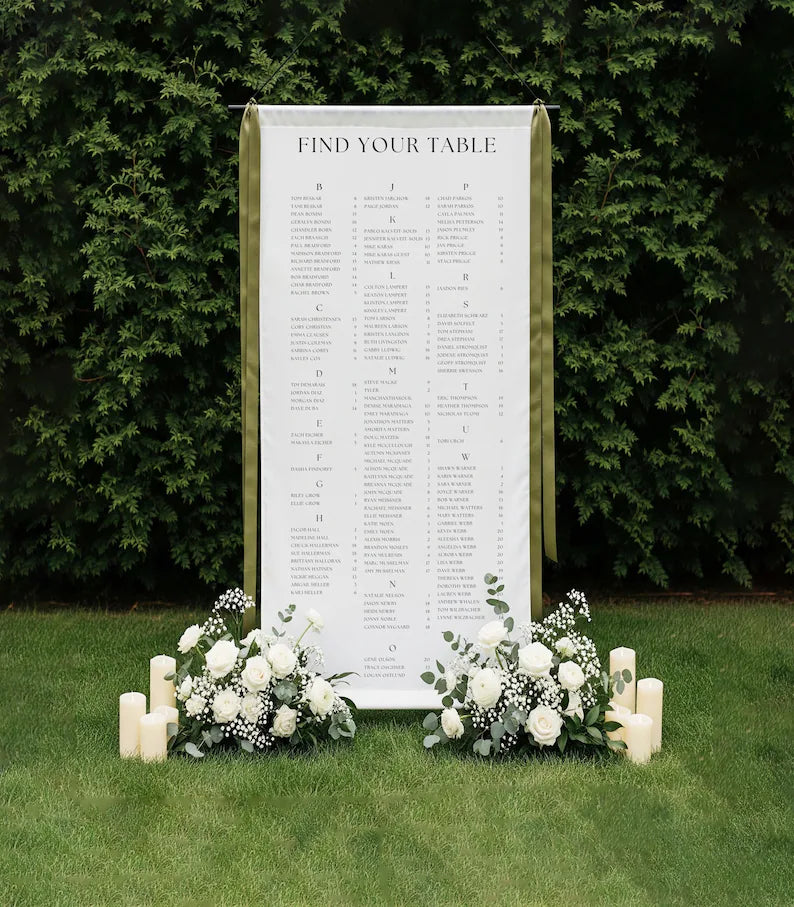 Fabric Wedding Seating Chart Sign Modern Wedding Fabric Linen Custom Shower ceremony Boho Bridal Wedding Ceremony Fabric Seating Chart SC