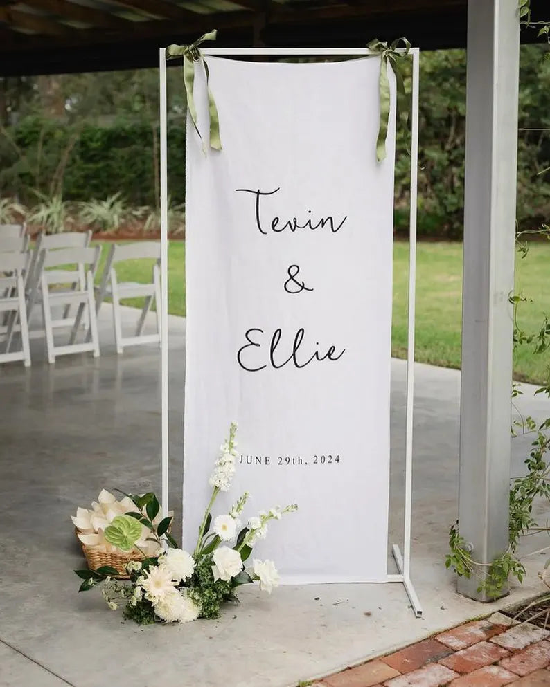 Custom Wedding Fabric Sign, Outdoor Wedding Banner, Linen Wedding Welcome Sign, Personalized Wedding Decoration, Welcome Banner For Wedding