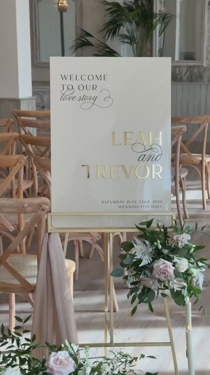 Acrylic Wedding Welcome Sign with 3D Mirror names - Luxury Wedding Reception Signage - Personalised Wedding Welcome Sign, A1, A2, A3